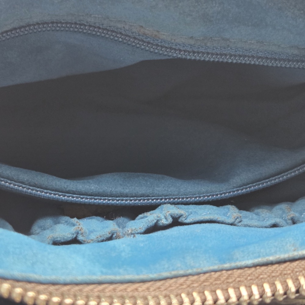 Patricia Nash Aria Caribbean Blue Satchel Bag With Silver Metallic Cutout Floral - Picture 9 of 16